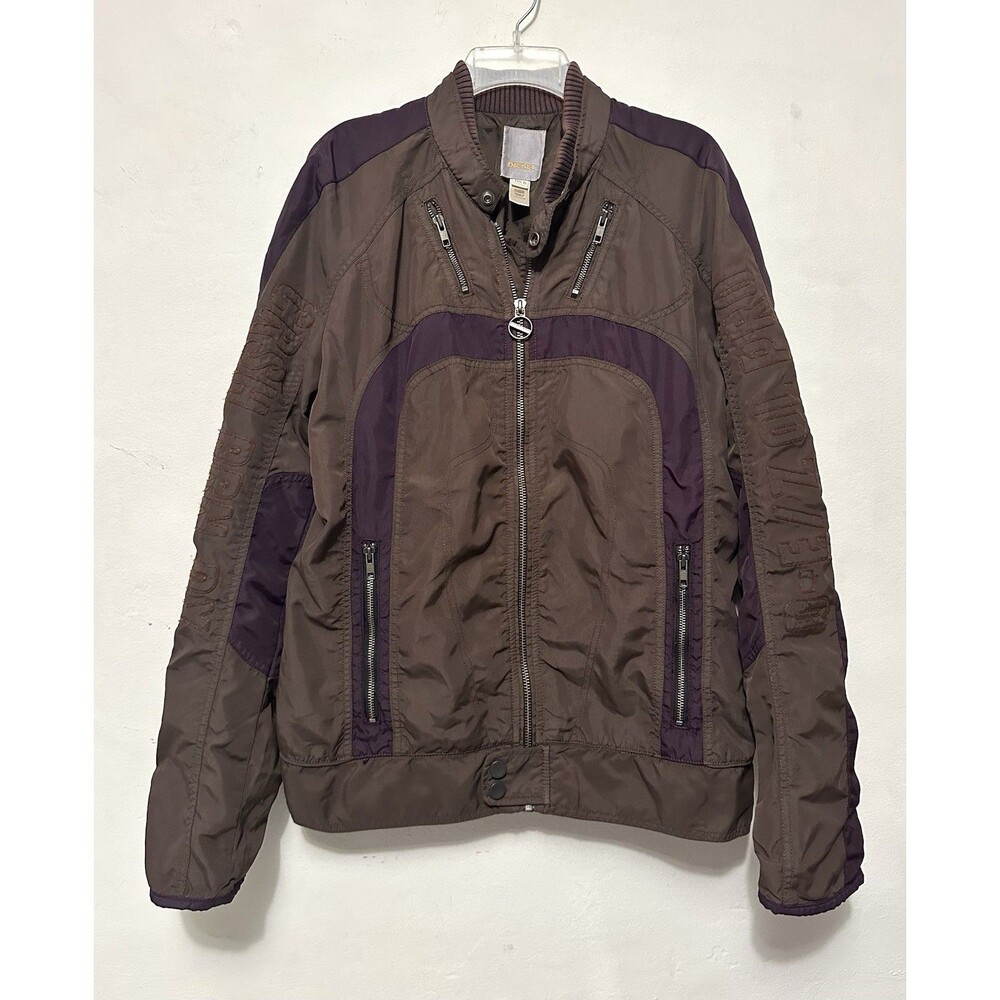 Diesel Jacket Brown Dark Purple Moto Zipper Zip Y2K Sporty Drip Motorcycle XL